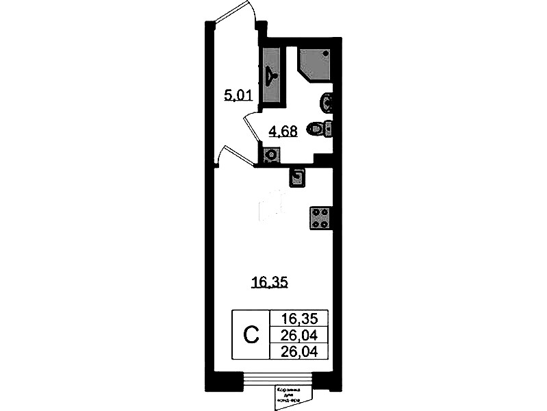 Квартира студия 26.04 м², 1/11 эт., ЖК «VEREN NORT Сертолово»